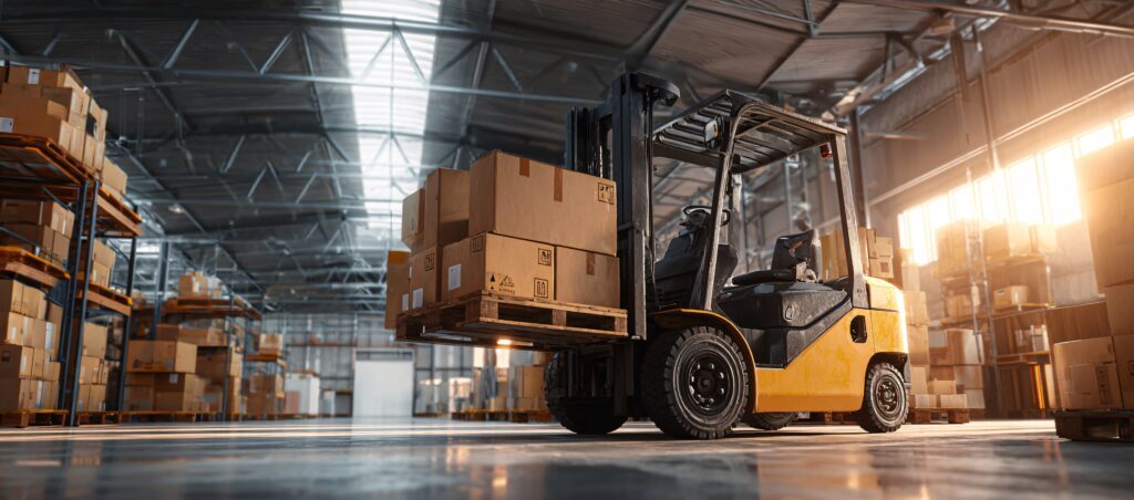 Bild eines Palletrollis im Warenlager als Symbol für die Fracht AG Case Study baseVISION