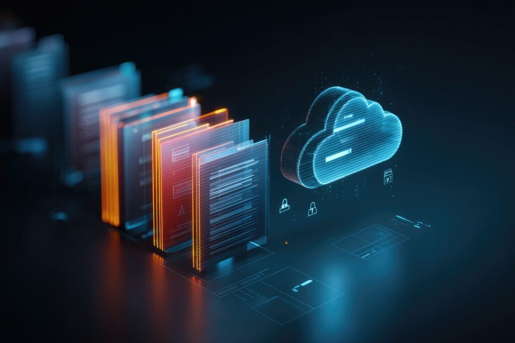 Futuristisches Bild einer Cloud-Lösung als Hologramm