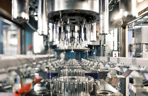 Blick auf Maschine im Elektroblechstanzen von Feintool als Symbol für die Case Study baseVISION